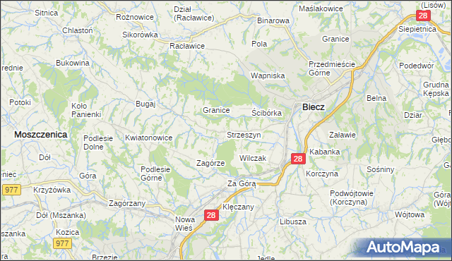 mapa Strzeszyn gmina Biecz, Strzeszyn gmina Biecz na mapie Targeo