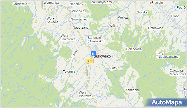 mapa Bukowsko, Bukowsko na mapie Targeo