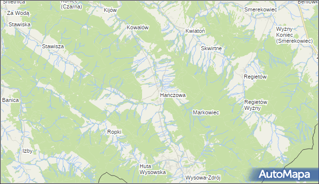 mapa Hańczowa, Hańczowa na mapie Targeo