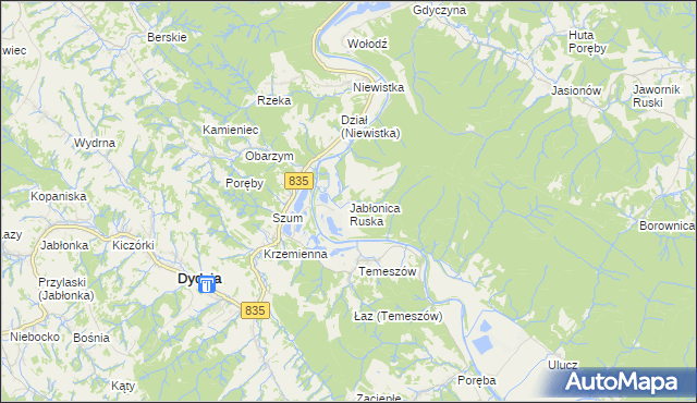 mapa Jabłonica Ruska, Jabłonica Ruska na mapie Targeo