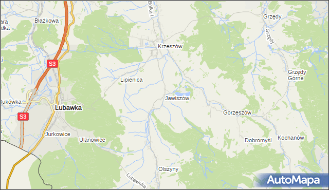 mapa Jawiszów, Jawiszów na mapie Targeo