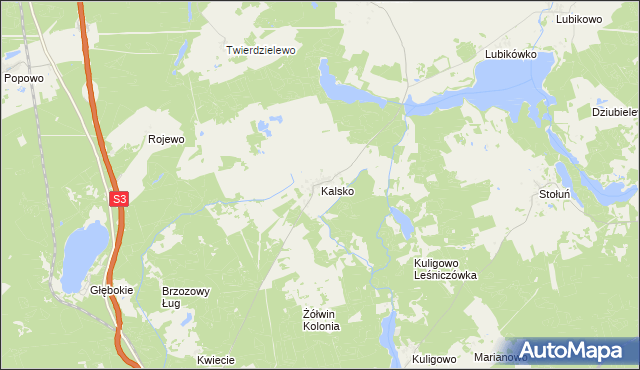 mapa Kalsko, Kalsko na mapie Targeo