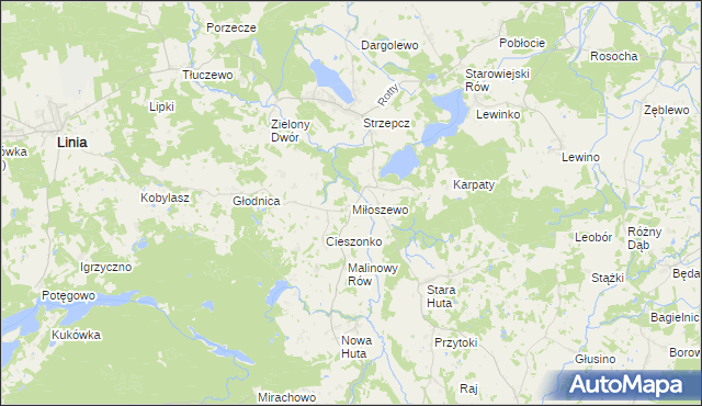 mapa Miłoszewo, Miłoszewo na mapie Targeo