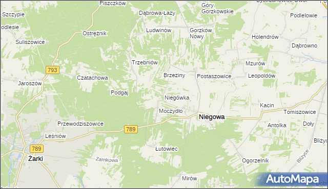 mapa Niegówka, Niegówka na mapie Targeo