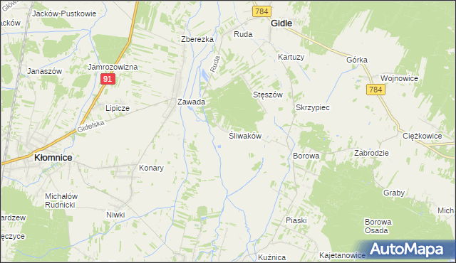 mapa Śliwaków, Śliwaków na mapie Targeo