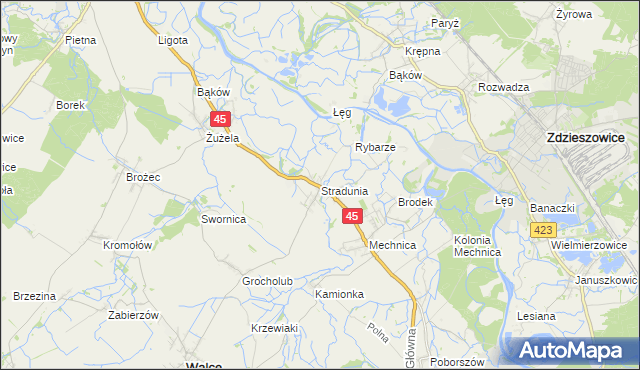 mapa Stradunia, Stradunia na mapie Targeo