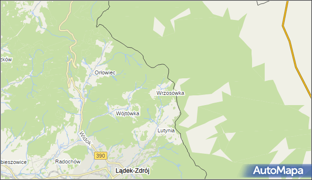 mapa Wrzosówka gmina Lądek-Zdrój, Wrzosówka gmina Lądek-Zdrój na mapie Targeo
