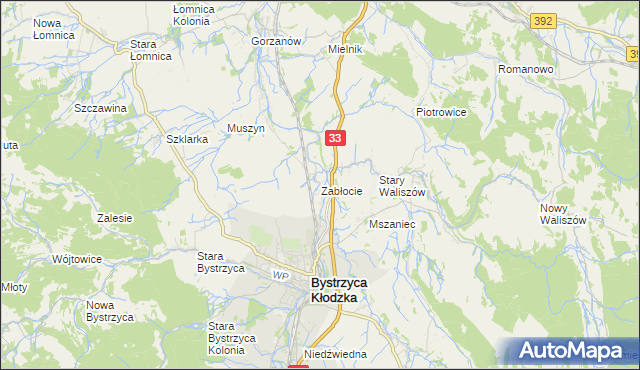 mapa Zabłocie gmina Bystrzyca Kłodzka, Zabłocie gmina Bystrzyca Kłodzka na mapie Targeo