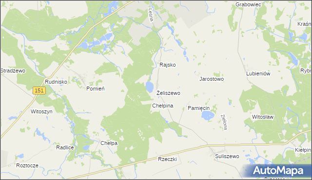 mapa Żeliszewo, Żeliszewo na mapie Targeo
