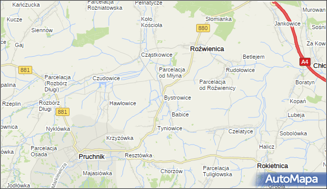 mapa Bystrowice, Bystrowice na mapie Targeo