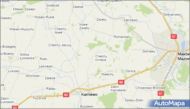 mapa Chełchy Kmiece, Chełchy Kmiece na mapie Targeo