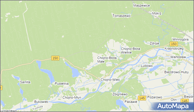mapa Chojno-Błota Małe, Chojno-Błota Małe na mapie Targeo