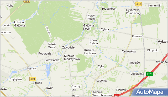 mapa Kuźnica Lechowa, Kuźnica Lechowa na mapie Targeo