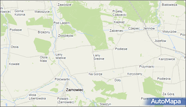 mapa Łany Średnie, Łany Średnie na mapie Targeo