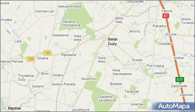 mapa Stara Wieś gmina Belsk Duży, Stara Wieś gmina Belsk Duży na mapie Targeo