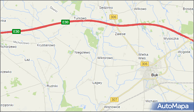 mapa Wiktorowo gmina Buk, Wiktorowo gmina Buk na mapie Targeo