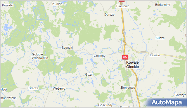 mapa Chełchy gmina Kowale Oleckie, Chełchy gmina Kowale Oleckie na mapie Targeo