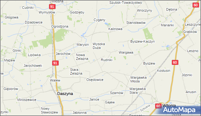 mapa Rudniki gmina Witonia, Rudniki gmina Witonia na mapie Targeo