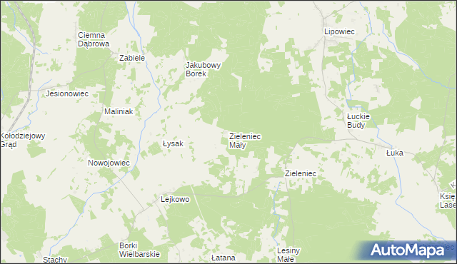 mapa Zieleniec Mały, Zieleniec Mały na mapie Targeo