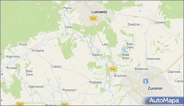 mapa Bądzyn, Bądzyn na mapie Targeo