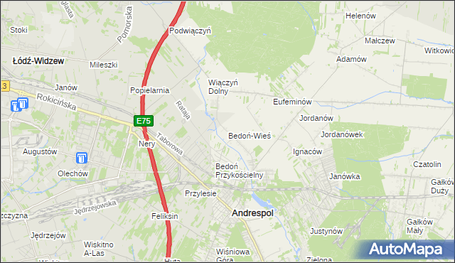 mapa Bedoń-Wieś, Bedoń-Wieś na mapie Targeo