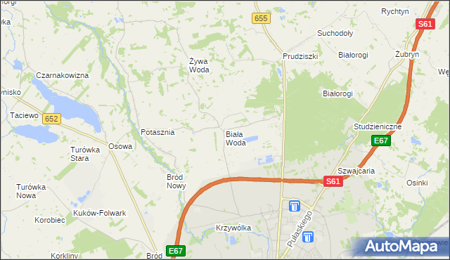 mapa Biała Woda gmina Suwałki, Biała Woda gmina Suwałki na mapie Targeo