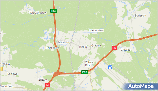 mapa Białuń gmina Goleniów, Białuń gmina Goleniów na mapie Targeo