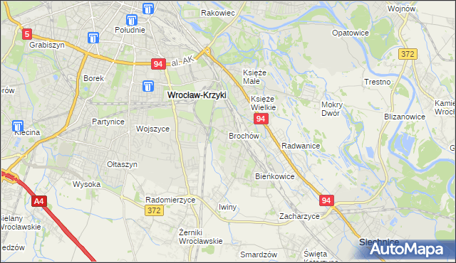 mapa Brochów gmina Wrocław, Brochów gmina Wrocław na mapie Targeo