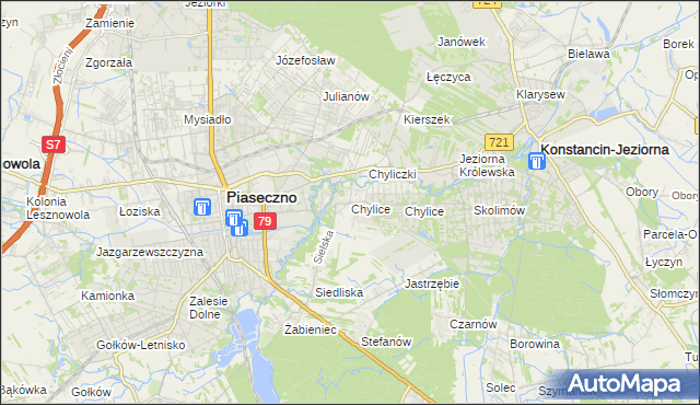mapa Chylice gmina Piaseczno, Chylice gmina Piaseczno na mapie Targeo