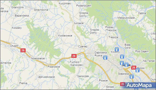 mapa Czerteż, Czerteż na mapie Targeo