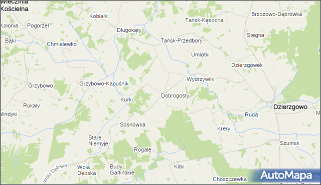 mapa Dobrogosty gmina Dzierzgowo, Dobrogosty gmina Dzierzgowo na mapie Targeo