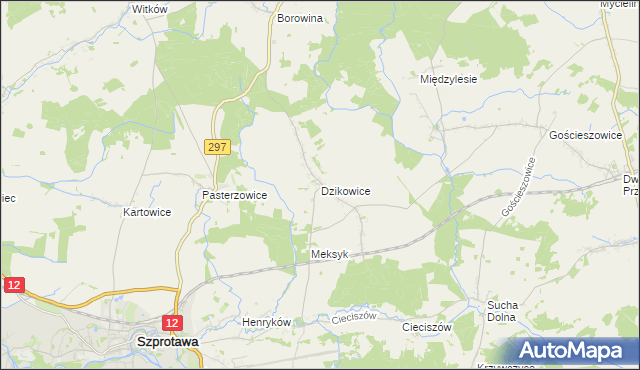 mapa Dzikowice, Dzikowice na mapie Targeo