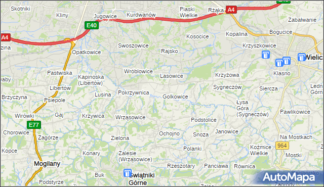 mapa Golkowice, Golkowice na mapie Targeo