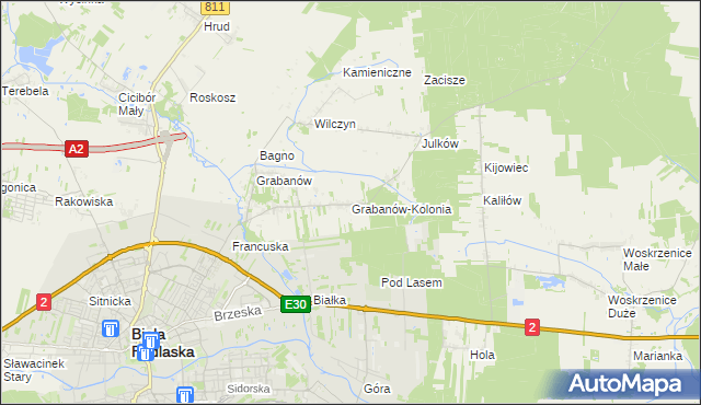 mapa Grabanów-Kolonia, Grabanów-Kolonia na mapie Targeo