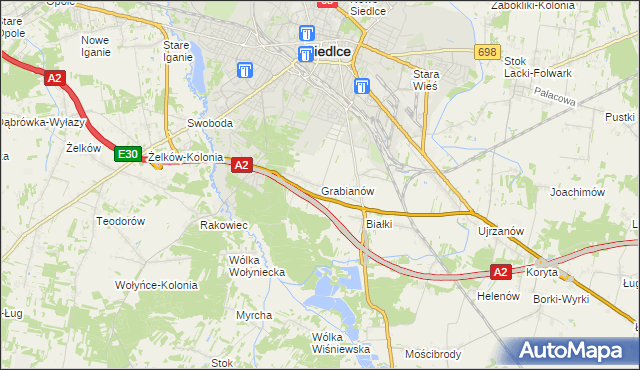 mapa Grabianów, Grabianów na mapie Targeo