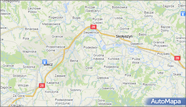 mapa Grudna Kępska, Grudna Kępska na mapie Targeo