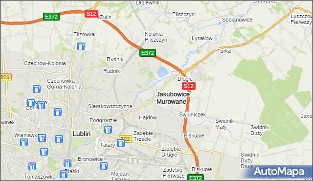 mapa Jakubowice Murowane, Jakubowice Murowane na mapie Targeo