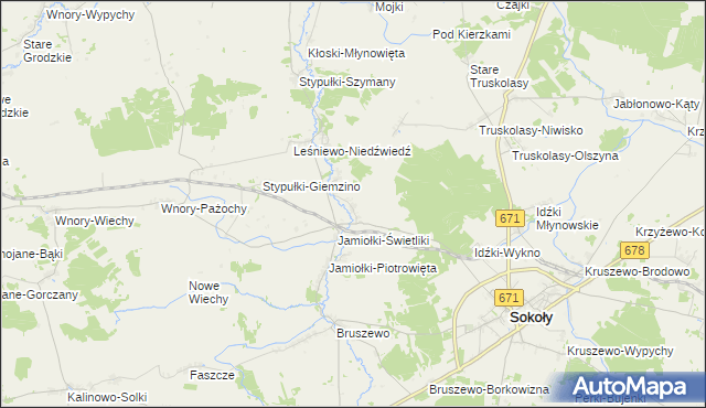 mapa Jamiołki-Godzieby, Jamiołki-Godzieby na mapie Targeo