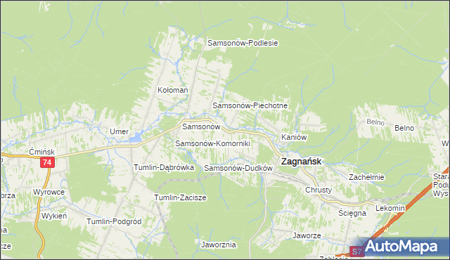 mapa Janaszów gmina Zagnańsk, Janaszów gmina Zagnańsk na mapie Targeo