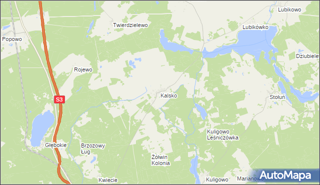 mapa Kalsko, Kalsko na mapie Targeo