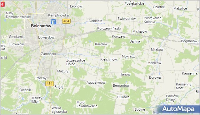 mapa Kielchinów, Kielchinów na mapie Targeo