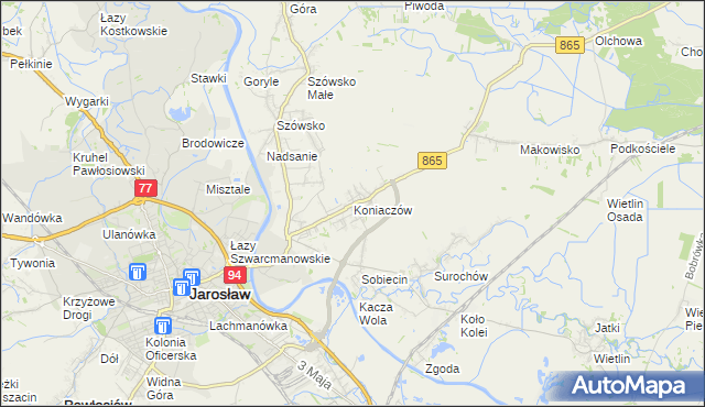 mapa Koniaczów, Koniaczów na mapie Targeo