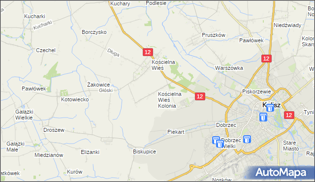 mapa Kościelna Wieś Kolonia, Kościelna Wieś Kolonia na mapie Targeo