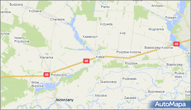 mapa Krępa gmina Jeziorzany, Krępa gmina Jeziorzany na mapie Targeo