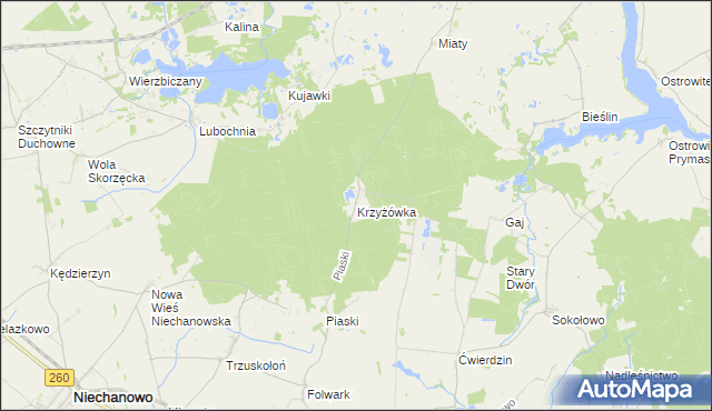 mapa Krzyżówka gmina Witkowo, Krzyżówka gmina Witkowo na mapie Targeo