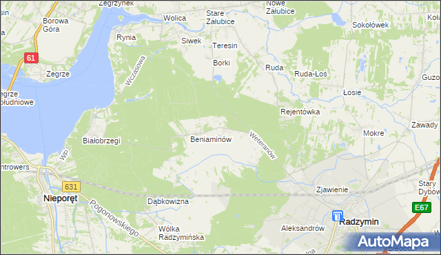 mapa Łąki gmina Radzymin, Łąki gmina Radzymin na mapie Targeo
