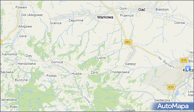 mapa Lipnik gmina Kańczuga, Lipnik gmina Kańczuga na mapie Targeo