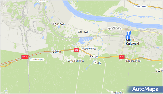 mapa Makowiska gmina Solec Kujawski, Makowiska gmina Solec Kujawski na mapie Targeo