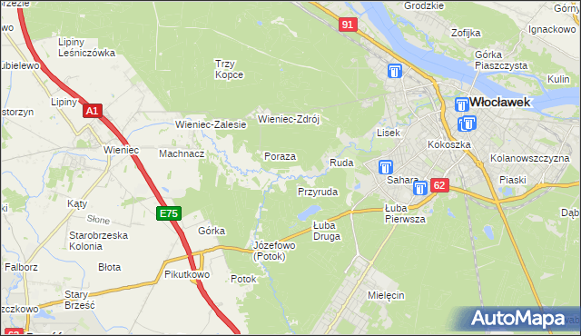 mapa Mazury gmina Brześć Kujawski, Mazury gmina Brześć Kujawski na mapie Targeo