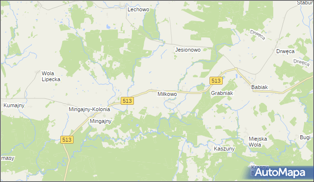 mapa Miłkowo gmina Orneta, Miłkowo gmina Orneta na mapie Targeo